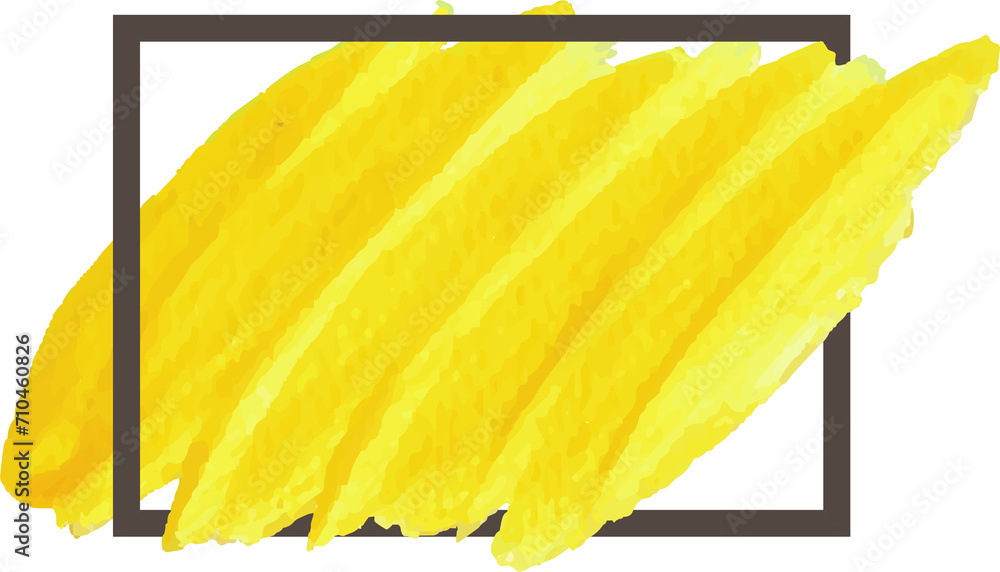 Sticker Yellow brush stroke watercolor illustration on transparent background.