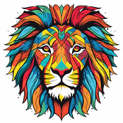 Lion head mascot, face for logo, emblem, badges, labels template t-shirt design. Vector pop art