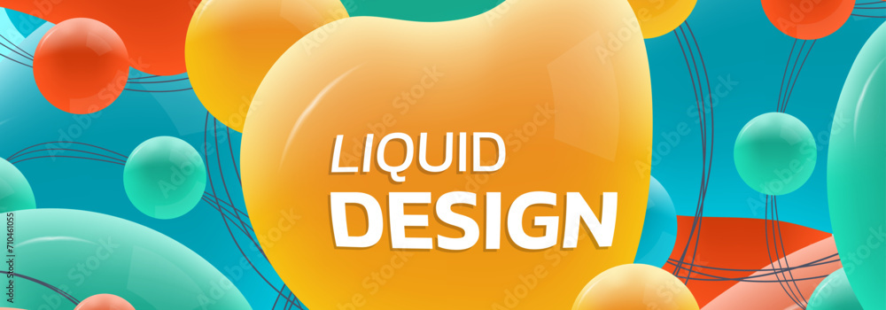 Poster abstract shape banner or background with liquid or fluid 3d shapes. dynamic header design template w