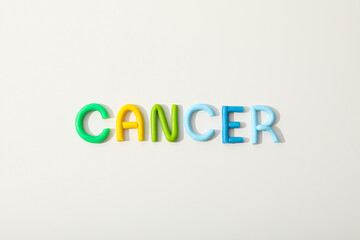 The inscription Cancer in colorful letters on a white background