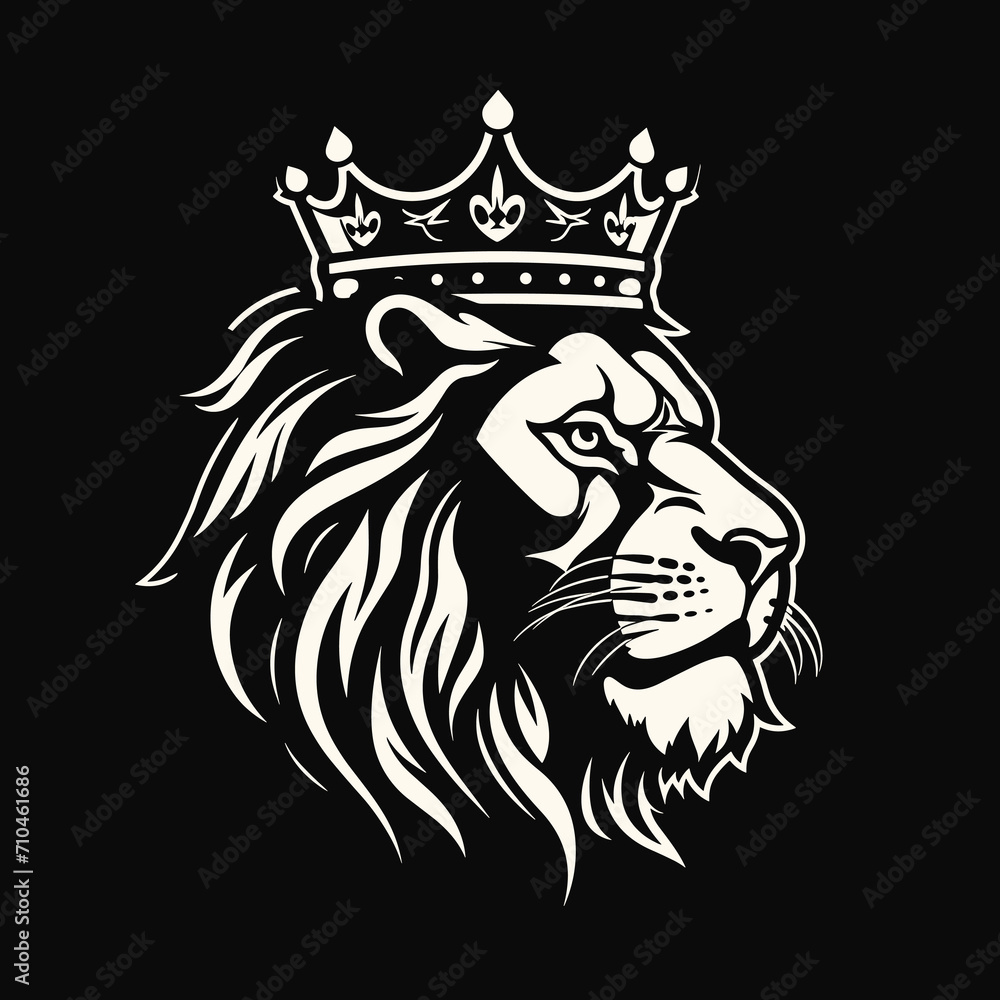 Wall mural A lion head crown mascot logo icon template vector illustration - Wall murals