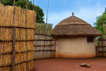 Traditional architecture in a traditional village in the swaziland countryside