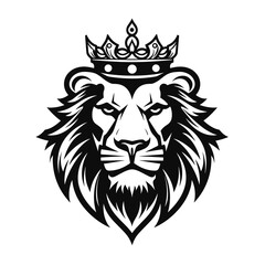 A lion head crown mascot logo icon template vector illustration