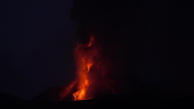 Volcano Etna during night Eruption (Sicily)