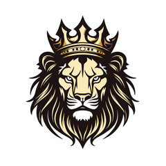 A lion head crown mascot logo icon template vector illustration