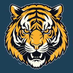 Tiger head mascot, face for logo, emblem, badges, labels template t-shirt design. Vector pop art
