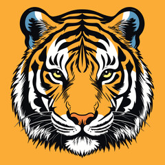 Naklejka premium Tiger head mascot, face for logo, emblem, badges, labels template t-shirt design. Vector pop art