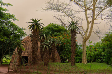 Traditional architecture in a traditional village in the swaziland countryside