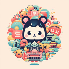 Fototapeta premium Cute Colorful Logo