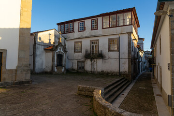 Fortified city of Valença do Miño with its white typical facades. Portugal.