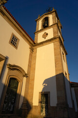 Igreja de Santo Estevão church in the fortified city of Valença do Miño with its white typical facades. Portugal.