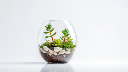 glass terrarium with a sample of life