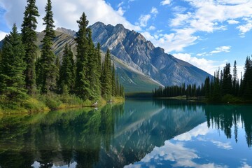 Beautiful mountain and lake. Generative AI