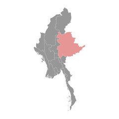 Shan state map, administrative division of Myanmar. Vector illustration.
