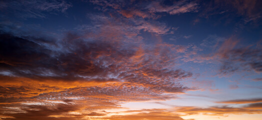 Sunrise sky with clouds. Sunset Sky on Twilight in the Evening with Sunset. Cloud Nature Sky Backgrounds. Dusk clouds.