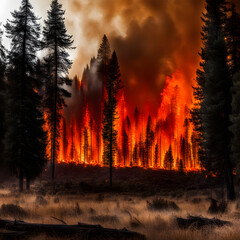 Large forest fire, AI-generatet