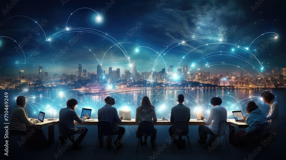 Poster digital communication internet background illustration online network, connection media, web informa
