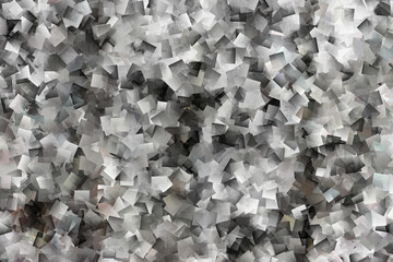Rozrzucone geometryczne kwadraty tworzące mozaikę w odcieniach czerni, szarości i bieli - graficzne tło, tapeta, tekstura - obrazy, fototapety, plakaty