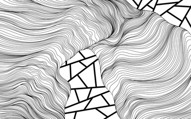 Abstract shape wallpaper. Line illustration background. Ink painting style composition for decoration.