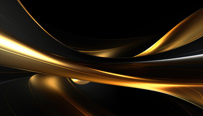 Abstract futuristic black and gold wavy background