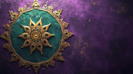 Obraz na płótnie Canvas Vintage royal shield on purple textured background. 3d rendering