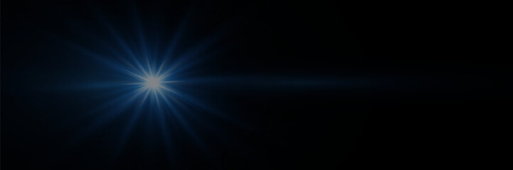 Solar explosion with digital lens flare background. Glare and reflection of light on a black background.