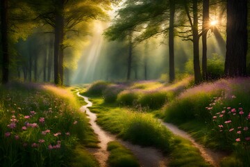 Obraz premium track in a forest in mountains 