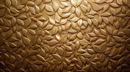 Close-up of an ornate golden baroque pattern with intricate details and shadows on a dark background, showcasing luxurious design.