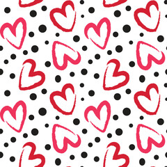 Abstract background with hearts and polka dots. Love, wedding vector