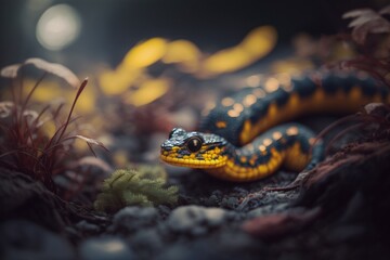 Obraz premium Serpentine Elegance: A Mesmerizing Close-Up of a Snake, Showcasing Nature's Grace and Intricate Patterns. Images of Reptilian Beauty and Breathtaking Details.