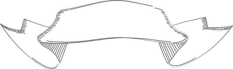 Hand drawn ribbons and label illustration on transparent background.