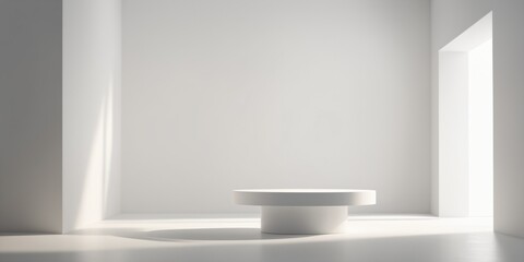 Abstract white round stand for product presentation on white background