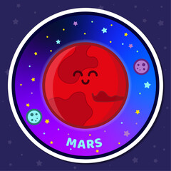 Sticker planeta marte adorable © LauraVasi