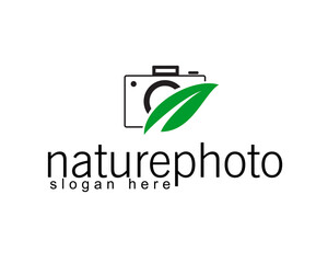 company camera and leaf logo design template