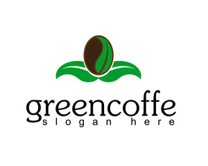 eco friendly and coffe beans logo design template