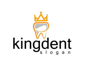 abstract tooth with crown on it logo design template