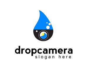 
camera with water background logo design template