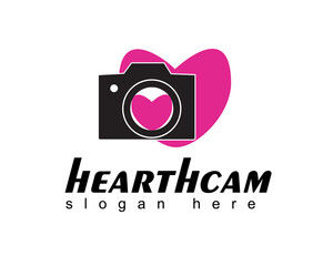 camera with love background logo design template