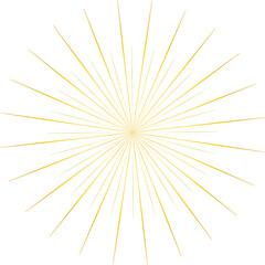 Fototapeta premium Golden sunburst style isolated illustration on transparent background.
