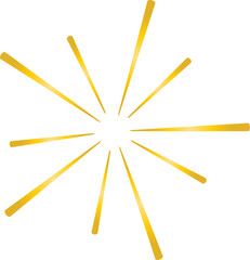 Golden sunburst style isolated illustration on transparent background.