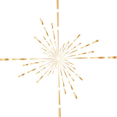 Golden sunburst style isolated illustration on transparent background.
