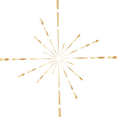 Golden sunburst style isolated illustration on transparent background.