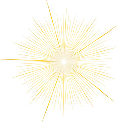 Golden sunburst style isolated illustration on transparent background.