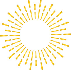 Golden sunburst style isolated illustration on transparent background.