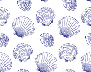 hand drawn doodle style seashell pattern 