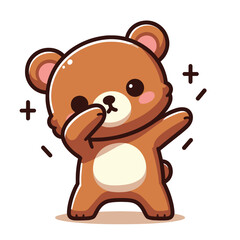 Bear dabbing pose cartoon illustration flat background