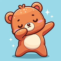 Bear dabbing pose cartoon illustration flat background