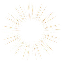 Golden sunburst style isolated illustration on transparent background.