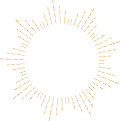 Golden sunburst style isolated illustration on transparent background.