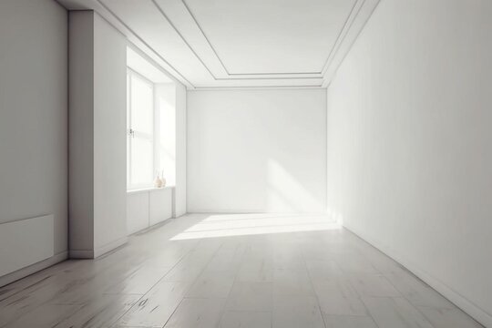 Minimalistic interior with empty walls and corners. Generative AI